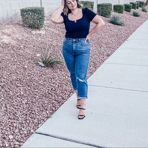 Express High Rise Mom Jeans with Stretch